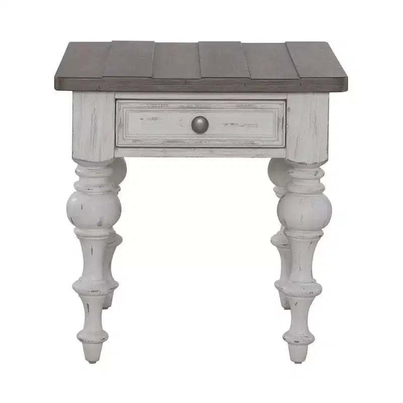 Living Room End Table -White & Tobacco