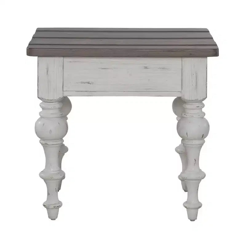 Living Room End Table -White & Tobacco