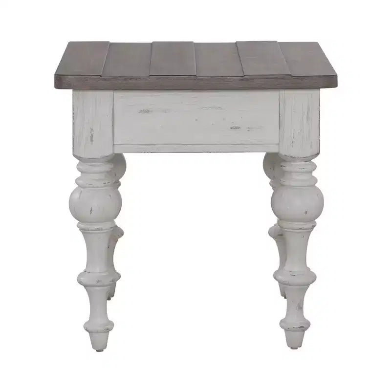 Living Room End Table -White & Tobacco