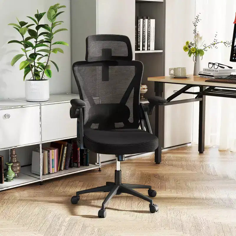 Ergonomic Mesh Office Chair with Adjustable Lumbar Support & Headrest, Black