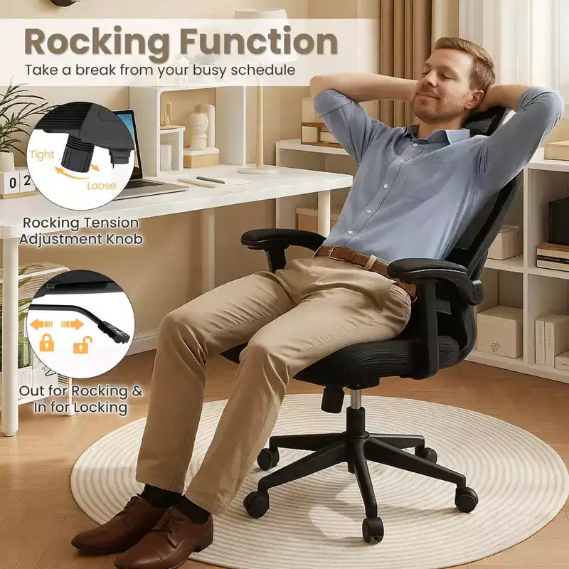 Ergonomic Mesh Office Chair with Adjustable Lumbar Support & Headrest, Black