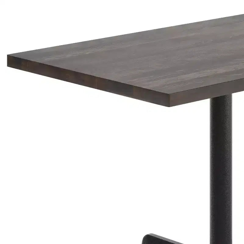 Bennett Rectangular Solid Wood Dining Table with Cast Iron X-Base