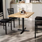 Bennett Rectangular Solid Wood Dining Table with Cast Iron X-Base