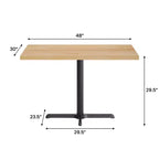 Bennett Rectangular Solid Wood Dining Table with Cast Iron X-Base