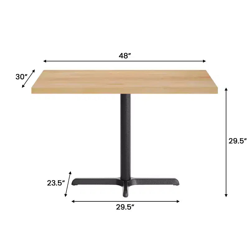 Bennett Rectangular Solid Wood Dining Table with Cast Iron X-Base