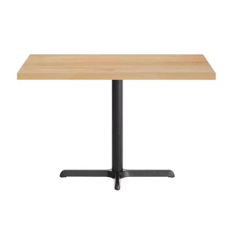 Bennett Rectangular Solid Wood Dining Table with Cast Iron X-Base