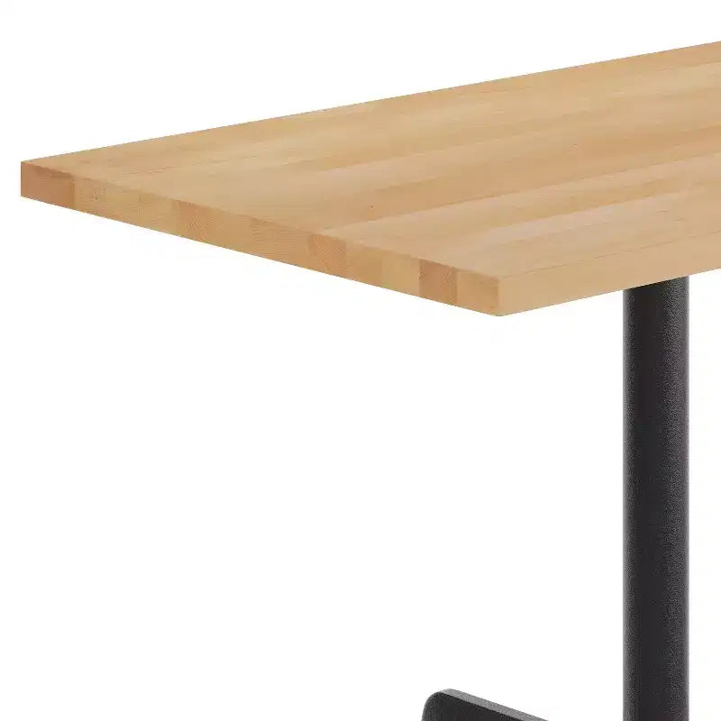 Bennett Rectangular Solid Wood Dining Table with Cast Iron X-Base