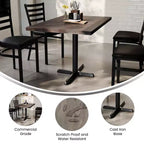 Bennett Rectangular Solid Wood Dining Table with Cast Iron X-Base