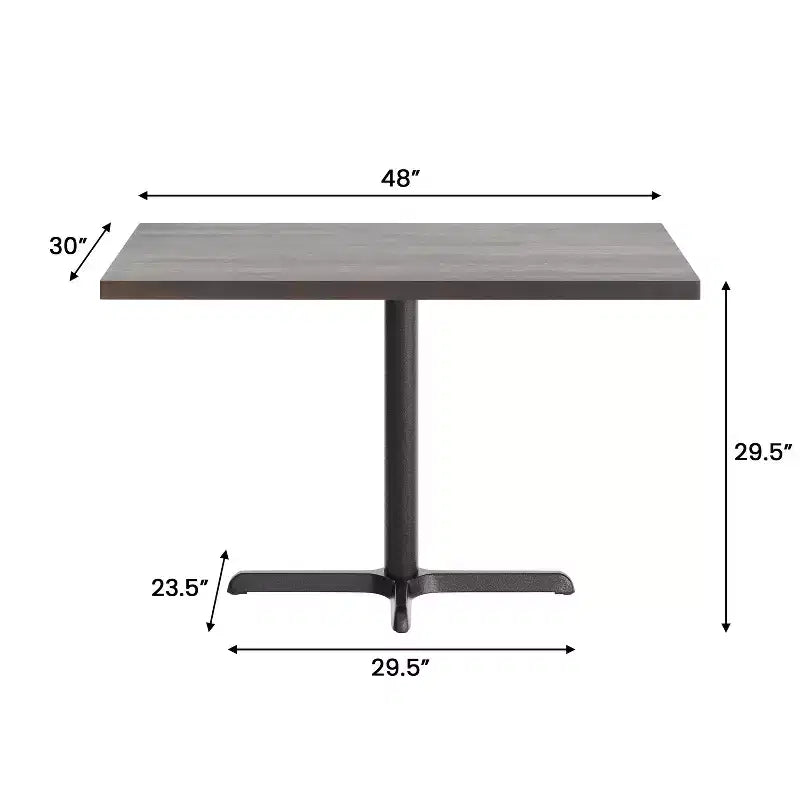 Bennett Rectangular Solid Wood Dining Table with Cast Iron X-Base