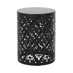 Cylindrical End Table,Side Table, Iron Cut Design Bedside Table For Living Room