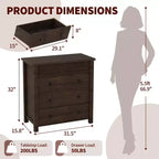 5-Drawer Fluted Wooden Dresser in Walnut