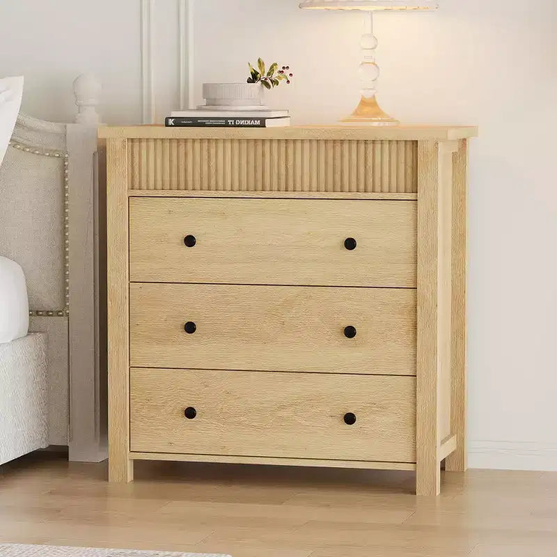 5-Drawer Fluted Wooden Dresser in Walnut