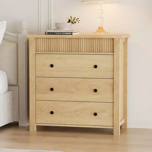 5-Drawer Fluted Wooden Dresser in Walnut