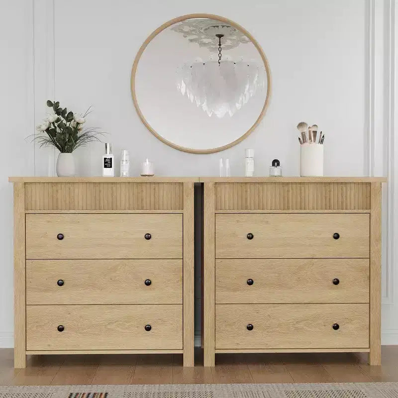 5-Drawer Fluted Wooden Dresser in Walnut