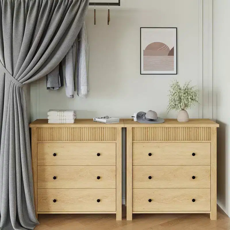 5-Drawer Fluted Wooden Dresser in Walnut