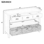 Farmhouse Entryway Console Table with 3 Drawers & 3 Water Hyacinth Baskets