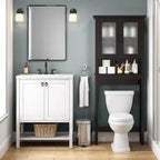 Over-Toilet Storage Cabinet with Glass Doors & Adjustable Shelf, Espresso