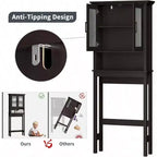 Over-Toilet Storage Cabinet with Glass Doors & Adjustable Shelf, Espresso