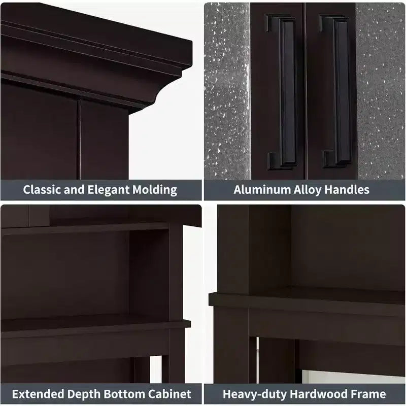 Over-Toilet Storage Cabinet with Glass Doors & Adjustable Shelf, Espresso