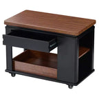 Farmhouse Coffee Table with Storage and Foldable Top, Walnut & White