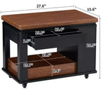 Farmhouse Coffee Table with Storage and Foldable Top, Walnut & White
