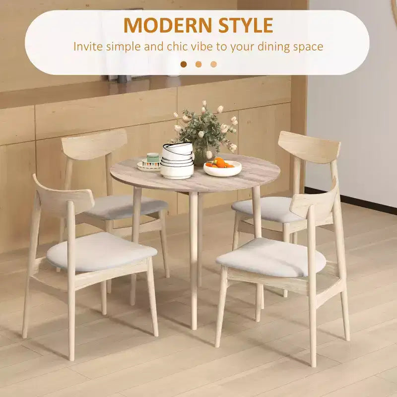 Round Drop Leaf Folding Dining Table with Wood Legs, Oak