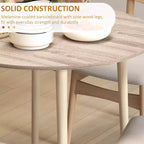Round Drop Leaf Folding Dining Table with Wood Legs, Oak
