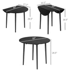 Round Drop Leaf Folding Dining Table with Wood Legs, Oak