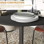 Round Drop Leaf Folding Dining Table with Wood Legs, Oak