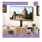 Fluted TV Stand with Mount, LED Entertainment Center for 75" TVs, Natural Oak