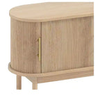 Fluted TV Stand with Mount, LED Entertainment Center for 75" TVs, Natural Oak
