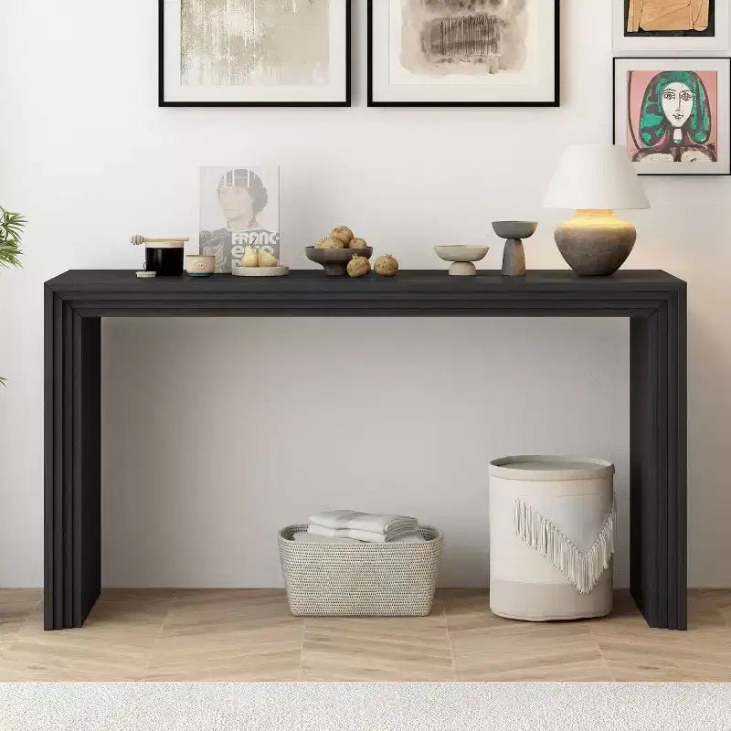 Modern Paulownia Wood Veneer Entryway Console Table, 59" Wide
