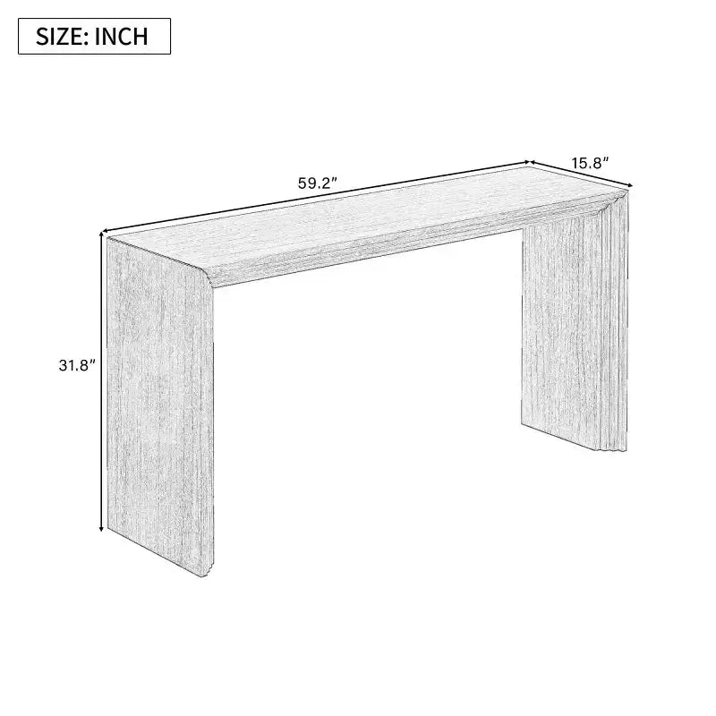 Modern Paulownia Wood Veneer Entryway Console Table, 59" Wide