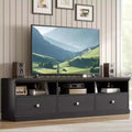 3-Drawer TV Stand - Black, Large Storage Media Console for Living Room