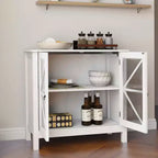 Kitchen Display Cabinet with Double Glass Doors & Adjustable Shelf