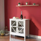 Kitchen Display Cabinet with Double Glass Doors & Adjustable Shelf