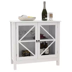 Kitchen Display Cabinet with Double Glass Doors & Adjustable Shelf
