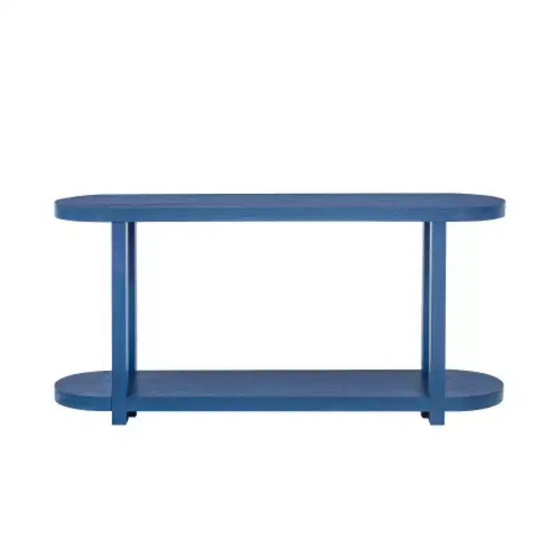 Modern Ash Veneer Console Table with Bottom Shelf, 63" Wide