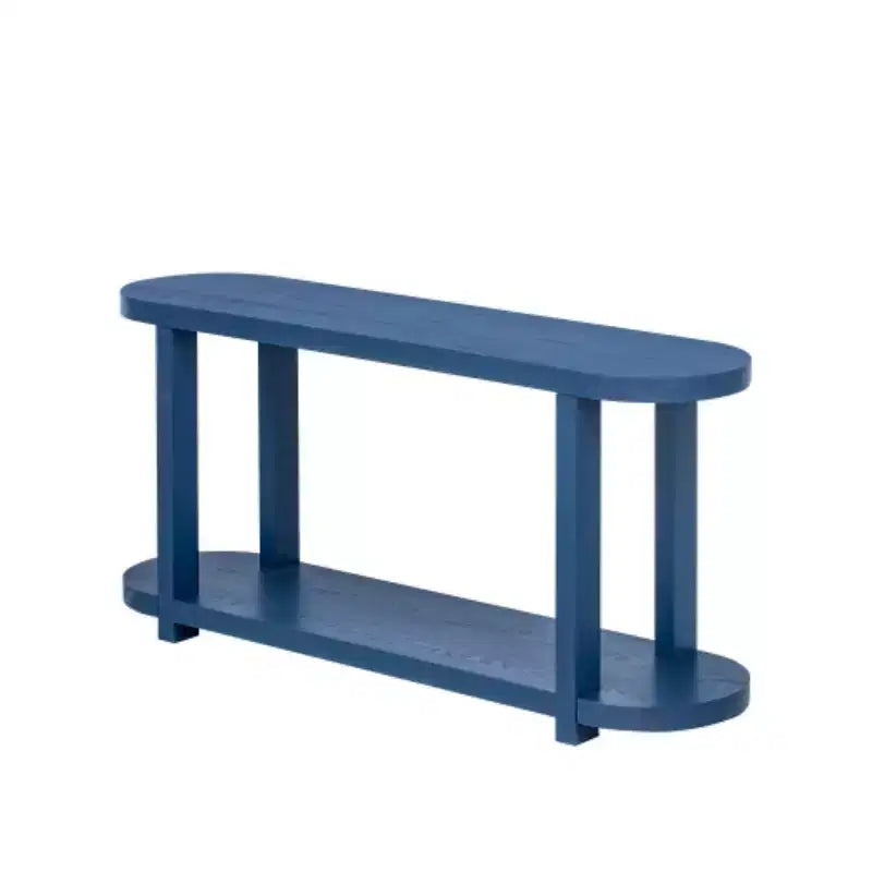 Modern Ash Veneer Console Table with Bottom Shelf, 63" Wide