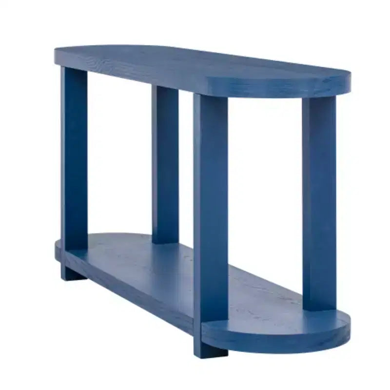Modern Ash Veneer Console Table with Bottom Shelf, 63" Wide