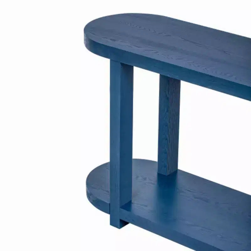 Modern Ash Veneer Console Table with Bottom Shelf, 63" Wide