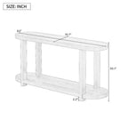 Modern Ash Veneer Console Table with Bottom Shelf, 63" Wide