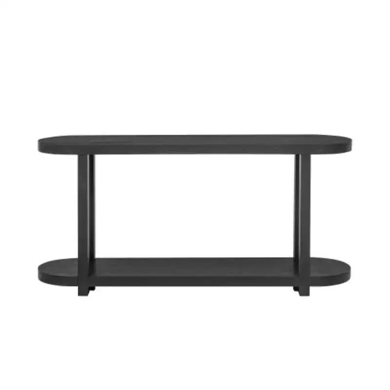 Modern Ash Veneer Console Table with Bottom Shelf, 63" Wide