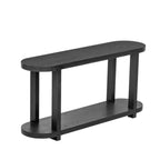 Modern Ash Veneer Console Table with Bottom Shelf, 63" Wide