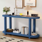 Modern Ash Veneer Console Table with Bottom Shelf, 63" Wide