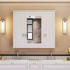Bathroom Wall Cabinet with Mirror Door & 4 Adjustable Shelves, White