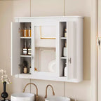 Bathroom Wall Cabinet with Mirror Door & 4 Adjustable Shelves, White