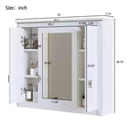 Bathroom Wall Cabinet with Mirror Door & 4 Adjustable Shelves, White