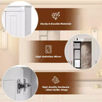 Bathroom Wall Cabinet with Mirror Door & 4 Adjustable Shelves, White