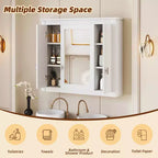 Bathroom Wall Cabinet with Mirror Door & 4 Adjustable Shelves, White
